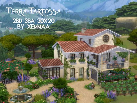 The Sims Resource - Terra Tartosa (No CC) Island Villa Exterior, Tartosa Homes, The Sims 4 Tartosa Build, Sims 4 Tartosa Cc, Sims House No Cc, Tartosa Homes Sims 4, Casas No The Sims 4, Sims 4 Tartosa House, Tartosa Sims 4