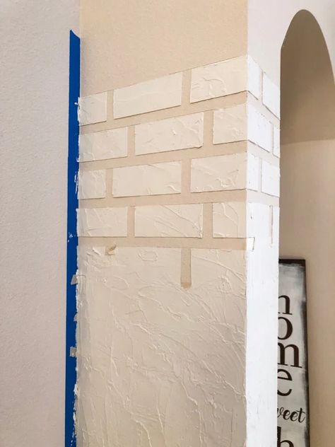 Brick Accent Wall Office, Brick Accent Wall Bedroom, Painted Faux Brick Wall, Accent Wall Office, Faux Brick Accent Wall, Tile Toilet, Perete Accent, Fake Brick Wall, Diy Faux Brick Wall