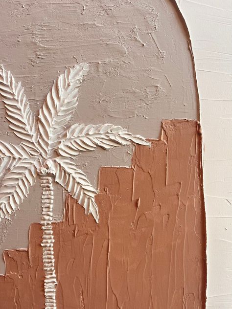 Gesso Art, Tree Arch, Palm Tree Artwork, Wall Decor Painting, Palm Tree Wall Art, Palm Trees Painting, Palm Tree Art, Tree Textures, Plaster Wall Art