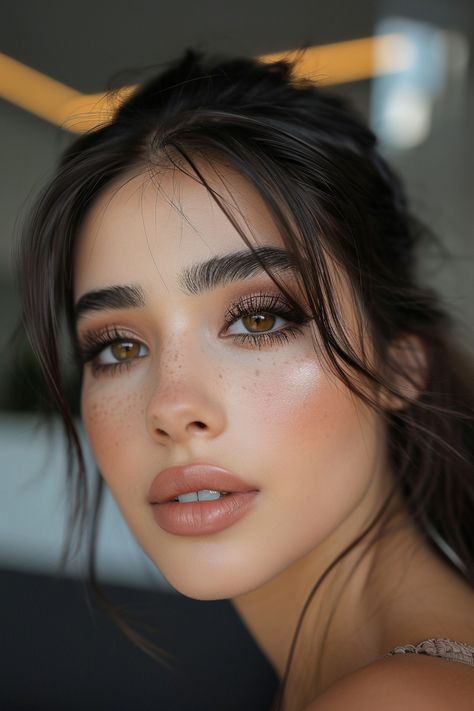 Brown Makeup Inspiration, Brown Eye Beauty, Brown Eye Simple Makeup, Model Make Up Looks, 90s Makeup Glam, Brown Eye Makeup Looks Eyeshadows, Eye Makeup Ideas Brown Eyes, Makeup Looks Date Night, Browns Make Up Look