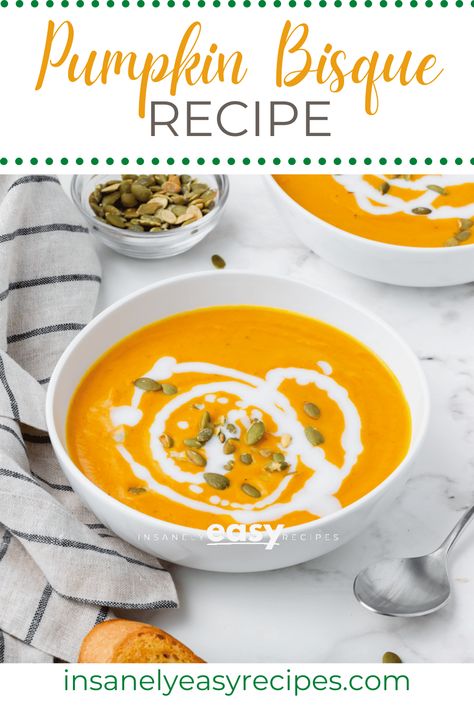 Pumpkin Butternut Squash Bisque, Pumpkin Recipes Soup, Sugar Pumpkin Recipes, Pumpkin Bisque Soup, Puree Soup Recipes, Easy Pumpkin Soup Recipe, Easy Pumpkin Soup, Pumpkin Soup Recipe Easy, Pumpkin Bisque