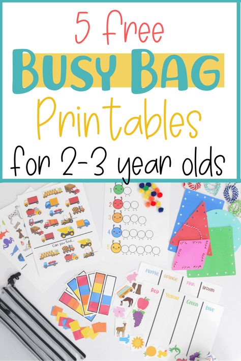 5 Free Busy Bag Printable Activities for Toddlers - Little Learning Club Printable Activities For Toddlers, Toddler Activities Daycare, Worksheets For Toddlers, Toddler Printables, Free Printable Activities, Aktivitas Montessori, Free Preschool, Activities For Toddlers, Preschool Printables