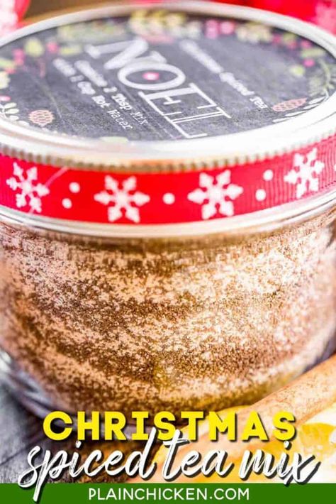 Christmas Tea Mix Recipe, Christmas Spiced Tea Recipe, Spice Tea Mix Recipe, Instant Spiced Tea With Tang, Wassail Mix Dry, Christmas Spiced Tea, Chai Tea Mix In A Jar, Russian Spiced Tea Recipe, Instant Russian Tea Mix Recipe