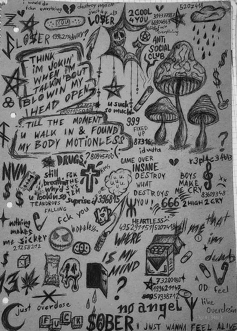 Mini Drawings Grunge, Doodle Pages Sketchbooks Grunge, Grunge Drawing Ideas Doodles Easy, Grunge Art Ideas Easy, Black Pen Drawing Aesthetic, Y2k Drawing Sketch Easy, Y2k Doodles Easy, Alternative Drawings Sketch, Grunge Art Easy