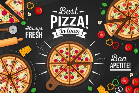 Pizzeria Wallpaper, Pizza Poster Design Ideas, Pizza Mural, Pizza Background, Restaurant Mural, Pizza Wallpaper, Pizza Store, Pizzeria Design, Creative Pizza