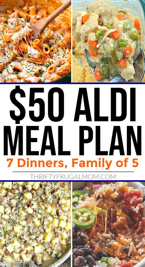 Cheap Family Dinners, Cheap Meal Plans, Frugal Meal Planning, Aldi Meal Plan, Cheap Family Meals, Aldi Recipes, Meal Planning Menus, Cheap Easy Meals, Usa Food