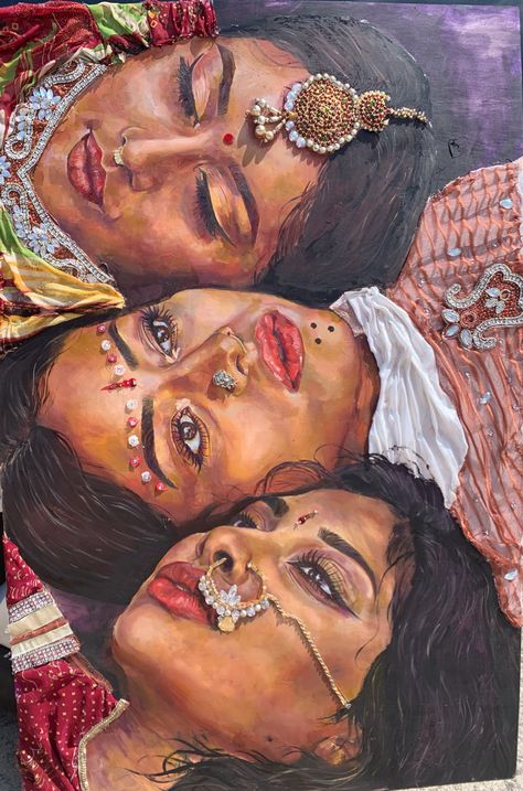 Aunt And Niece, Art Du Croquis, Modern Indian Art, Kare Kare, South Asian Art, Indian Art Gallery, Plaid Pajama, Indian Folk Art, Desi Girl