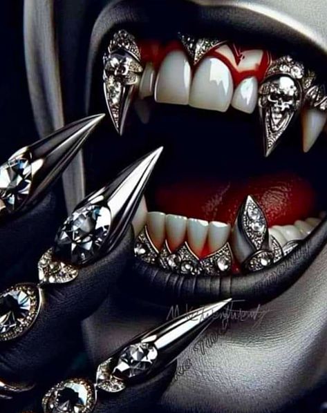 Vampire Grillz, Vampire Ideas, Magazine Shelf, Vampire Lips, Diamond Teeth, Vampire Fangs, Vampire Teeth, Goth Jewelry, Strange Things