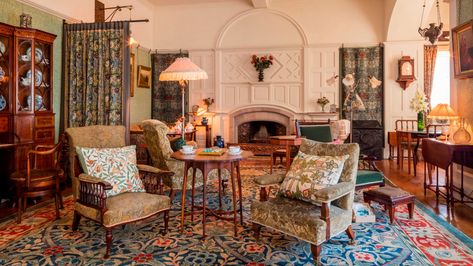 The Drawing Room at Standen Arts And Crafts Living Room, Barn Cafe, Arts And Crafts Interiors, Drawing Room Design, East Grinstead, Morning Room, Arts And Crafts House, Country Retreat, Red House