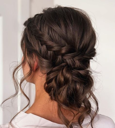 50 Pretty Bridesmaid Hairstyles That Are Trendy in 2022 - Hair Adviser Loose Side Braids, Bridemaids Hairstyles, Bridesmaid Updo, Low Bun Hairstyles, Teased Hair, Bridesmaid Hair Updo, Low Bun, Curly Bob Hairstyles, Braided Bun