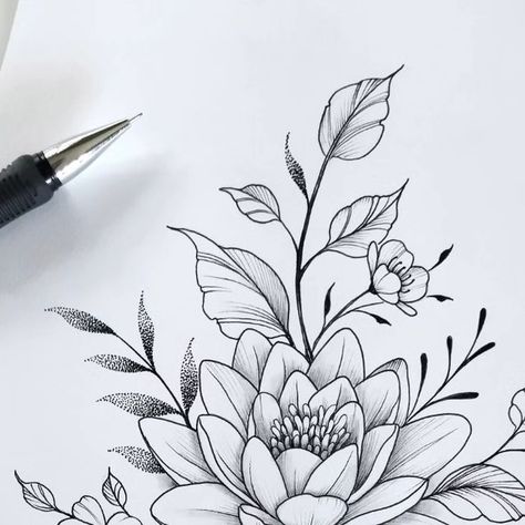 Carmen Mulholland on Instagram: "👇👇👇I'm accepting custom tattoo designs for October (DM details below)🌺

Details to include in your message to me:
💙Inspiration photos of similar ideas
💚Short description of what you have in mind
💛Area of placement on body 

In this tattoo design, my client wanted her mother and father's birth flowers combined. Water lily for July and Narcissus for December. 

#flowersketch #fineliner #drawing #artwork #florals #flowertattoo #waterlily #lotus #daffodils #birthflowers #blackandwhite #artist #artworld #botanical #illustration" Waterlilly Tattoo Arm, Waterlily Tattoo Design, Waterlily Flower Tattoo, Water Lilies Tattoo, Waterlily Drawing, Larkspur And Water Lily Tattoo, Water Lily Tattoo Design, Waterlilly Tattoo, Lily Pad Tattoo