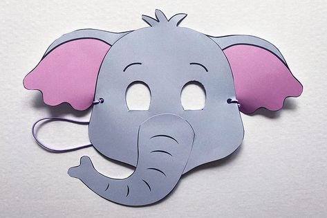 Printable Elephant Mask | Kids' Crafts | Fun Craft Ideas | FirstPalette.com Elephant Mask For Kids, Animal Masks Craft, Elephants For Kids, Elephant Mask, Diy Elephant, Paper Elephant, Mask Template Printable, Animal Masks For Kids, Elephant Costumes