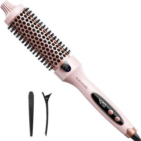 Wavytalk Thermal Brush, Negative Ion Thermal Brush with Ceramic Tourmaline, 1.5 inch Heated Round Brush for Blowout Look, Thermal Round Brush Dual Voltage, Pink Wavy Talk Thermal Brush, Thermal Brush Blowout, Wavytalk Thermal Brush, Round Brush Hair Dryer, Heated Round Brush, Blowout Look, Blowout Brush, Thermal Brush, Hair Cuticle