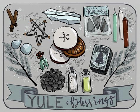 Yule Drawings, Pagan Santa, Yule Altar Ideas, Yule Colors, Yule Illustration, Yule Symbols, Yule Aesthetic, Yule Art, Witch Holidays