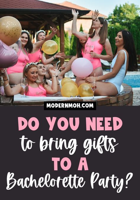 This post will help you determine whether you need to bring gifts to a bachelorette party. You will also learn gift etiquette, meaningful gift ideas for bachelorette party, when and how to present a gift for bride at bachelorette party, and answers to the most frequently asked questions (FAQs). Tap here to read the post! | Destination Bachelorette Party Bachorlette Party Gifts, Gift Ideas For Bachelorette Party, Bachelorette Party Etiquette, Bachelorette Party Trip Ideas, Ideas For Bachelorette Party, Bachelorette Party Places, Bachelorette Party Budget, Bridal Shower Planning Checklist, Destination Bachelorette Party