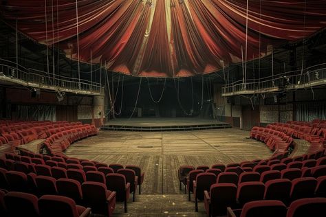 Circus theater auditorium stage chair. | premium image by rawpixel.com Circus Tent Interior, Old Theatre Aesthetic, Vintage Circus Tent, Circus Interior, Theatre Auditorium, Tent Interior, Vintage Theater, Old Circus, Theatre Interior