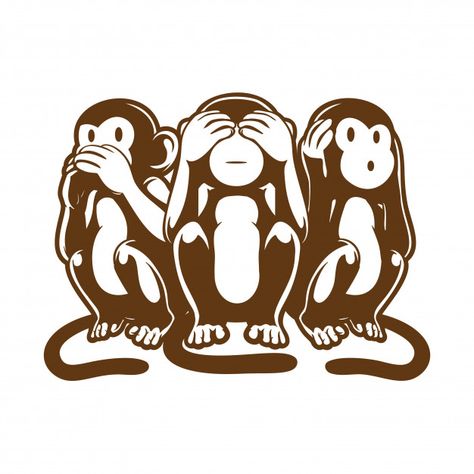 Three wise monkey Premium Vector 3 Wise Monkeys, Three Monkeys, Monkey Drawing, Monkey Illustration, Three Logo, Monkey Logo, Monkey Tattoos, Three Wise Monkeys, Wise Monkeys