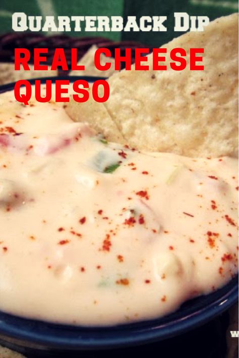 Quarterback Dip is a Queso made with real cheeses.    #Queso #QuesoDip #RealCheeseQueso #FootballFood #FootballPartyFood #MyTurnforUs Rotel Queso Dip, How To Make Rotel, Rotel Queso, Queso Dip Recipe, Football Party Foods, Cheese Queso, Queso Dip Recipes, Party Dip Recipes, Queso Cheese