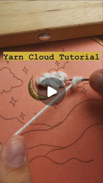 Embroidery Clouds Ideas, Embroidery Fluffy Stitch, Fluffy Cloud Embroidery, How To Embroider Fluffy Clouds, Cloud Embroidery Tutorial, Embroidery Clouds Tutorial, How To Embroider Clouds, Cloud Embroidery Design, Creative Embroidery Inspiration Ideas