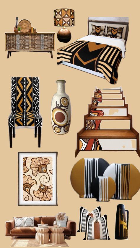 Beautiful pieces for your Afro Bohemian Decor African Mood Board, Afro Chic Home Decor, Afro Bohemian Style Decor, African Decor Bedroom, Modern African Decor, Afro Boho, Afro Bohemian, African Home Decor, African Decor