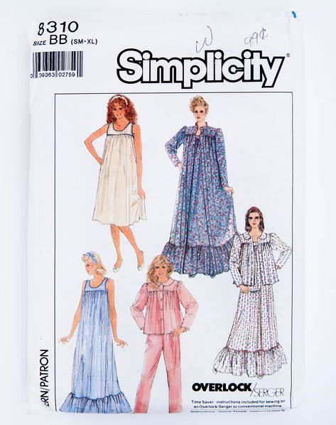 Pajamas Sewing, Victorian Nightgown, Nightgown Pattern, Nightgown Robe, Bed Jacket, Pajama Pattern, Vintage Nightgown, Simplicity Sewing, Couture Vintage