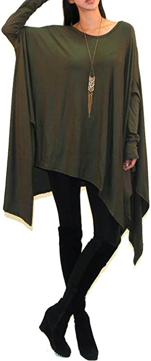 Vivicastle Women's Loose Bat Wing Dolman Poncho Tunic Dress Top (one size, BLK-long sleeve) at Amazon Women’s Clothing store Poncho Outfit, Batwing Dress, Batwing Top, Oversize Casual, Bat Wing, Shirts Women Fashion, Dress Top, Bat Wings, Tunic Dress