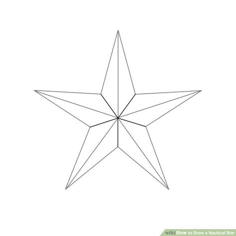 How to Draw a Nautical Star: 6 Steps (with Pictures) - wikiHow Texas Star Tattoo, Star Drawing Tattoo, Celestial Navigation, Nautical Star Tattoos, Star Drawing, Regular Polygon, Star Outline, Drawing Stars, Nautical Star