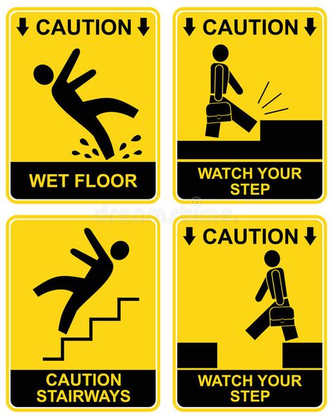 Falling man - caution sign. Wet floor, stairways, watch your step - set of cauti , #sponsored, #floor, #Wet, #watch, #stairways, #man #ad Health And Safety Poster, Friends Apartment, Wet Floor Signs, Sign System, Safety Posters, Wet Floor, Workplace Safety, Slip And Fall, Signage Design