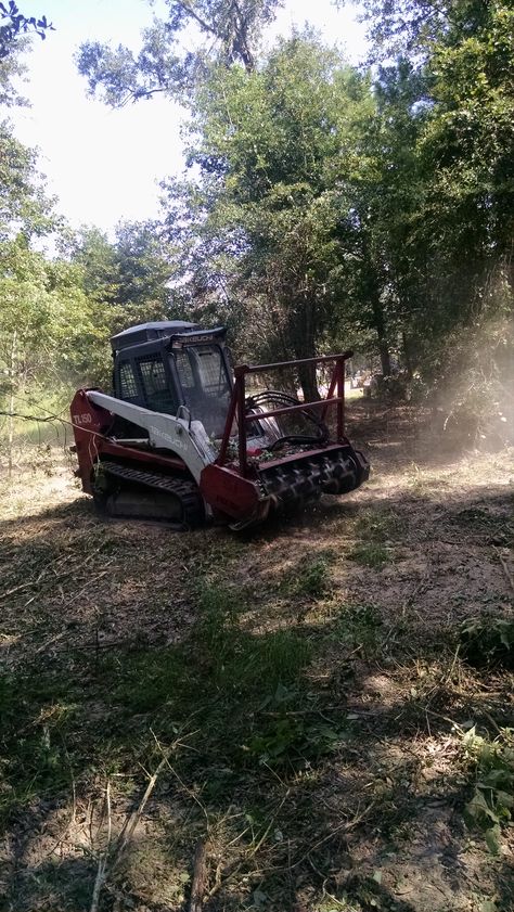 Takeuchi TL150 Forestry Mulcher with a Fecon Head. @ ExtremeUnderBrushing.Net Forestry Mulching, Huntsville Texas, Forestry Equipment, Road Design, Heavy Machinery, Dodge Trucks, Small Plants, Cool Plants, Brushing