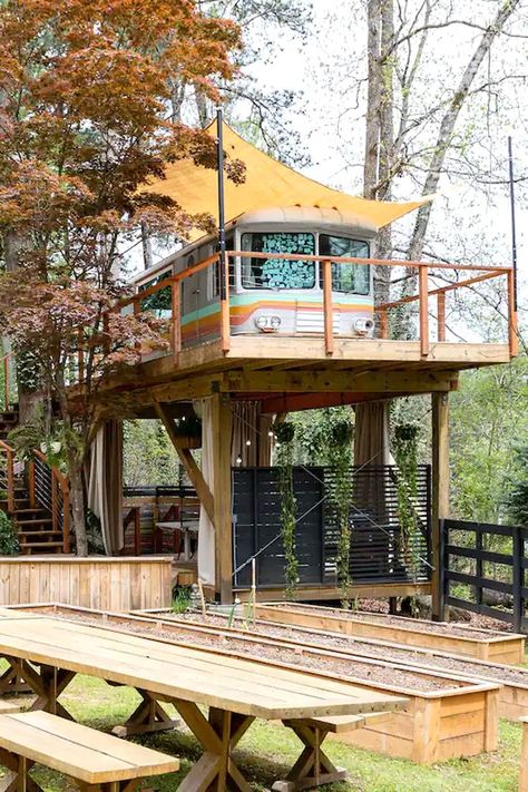 10 Most Unique Airbnbs In Georgia, USA Tumbleweed Tiny Homes, Tiny House Vacation, Georgia Vacation, Georgia Homes, Queen Size Bed, Tiny Houses For Sale, Cabins And Cottages, Deck Garden, Private Patio