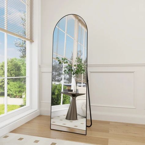 Dronfield Arch Metal Mirror Oversized Floor Mirror, Leaning Floor Mirror, Extra Large Mirrors, Arched Floor Mirror, Full Length Mirror Stand, Black Arch, Full Length Floor Mirror, Freestanding Mirrors, Reflected Light