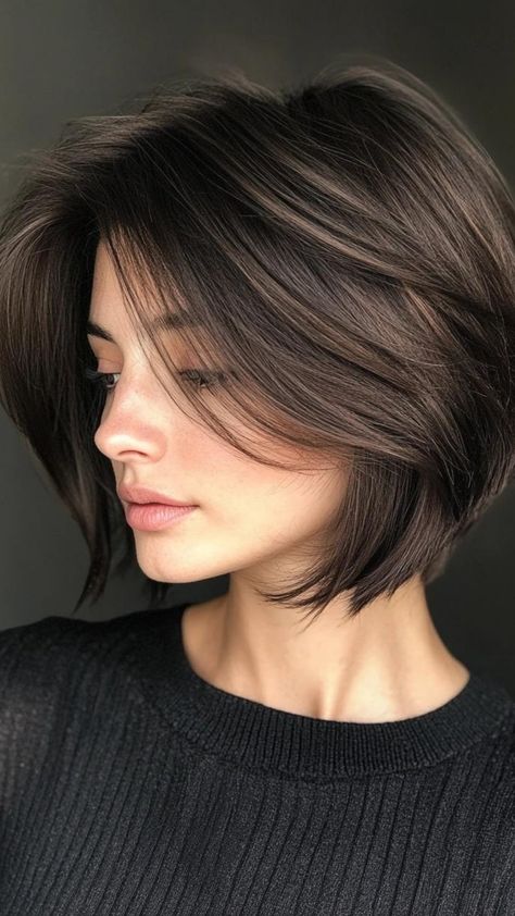 A bob haircut for thick hair can help reduce bulk and add structure. Opt for a blunt cut for a sleek look, or layers to bring texture and movement to your style. Either way, it�s a versatile choice that gives thick hair a manageable, yet stylish shape that's easy to maintain. Layered Bob Straight Hair, Layer Bob Haircut, Inverted Bob Hairstyles For Fine Hair, Shortish Hairstyles, Bob Haircut For Thick Hair, Thick Bob Haircut, Thick Hair Bob, Thick Hair Bob Haircut, A Bob Haircut