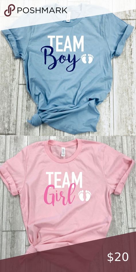 Gender Reveal T-shirts, Gender Reveal T Shirt Ideas, Gender Reveal Cricut Projects, Gender Reveal Onesie Ideas, Gender Reveal Cricut, Gender Reveal Shirt Ideas, Gender Reveal Tshirts, Baby Reveal Shirt, Baby Gender Reveal Party Decorations