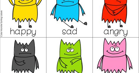 Color Monster Labels.pdf - Google Drive Color Monster Book Activities Preschool, Color Monster Template, The Color Monster Printable Free, Color Monsters Emotions, Monster Feelings Printable, Color Monsters Printable, Color Monster Free Printable, Monster Emotions Preschool, Monster Circle Time Preschool