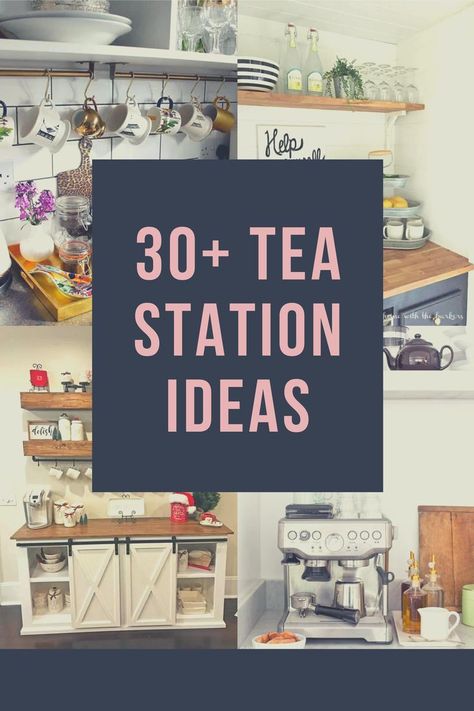 If you're looking for tea station ideas, then you've come to the right place. I've included 30 of the best tea station ideas that I was able to find. Tea Corner Ideas Kitchens, Tea Station Ideas Small Spaces, Tea Station Ideas, Small Spaces Bedroom, Tea Cup Storage, Tea Cup Display, Coffee Organization, Coffee Station Kitchen, Tea Display