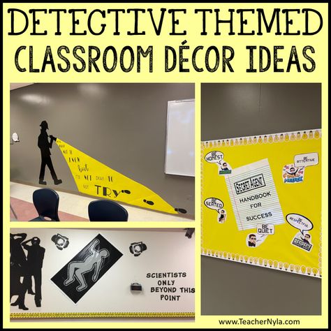 Detective Themed Classroom Decor Ideas | Nyla's Crafty Teaching Detective Room, Detective Themed Classroom, Reading Nook Classroom, Mission Impossible Theme, Classroom Scavenger Hunt, Classroom Decor Ideas, Detective Theme, Themed Classroom Decor, Mission Possible