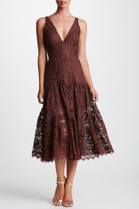 Dress Websites, Golden Embroidery, Paneled Skirt, Wedding Guest Dresses, Dress The Population, Feminine Dress, Lace Midi, Lace Midi Dress, Embellished Dress