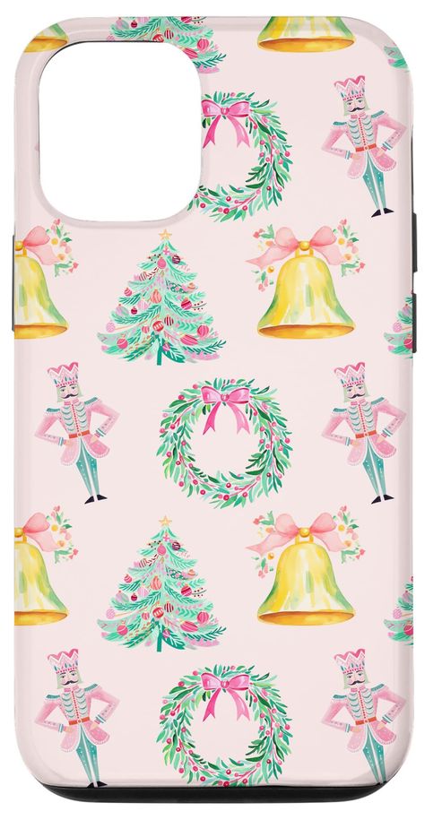 PRICES MAY VARY. Preppy Christmas tree, nutcracker, wreath & bell designs Pink background Two-part protective case made from a premium scratch-resistant polycarbonate shell and shock absorbent TPU liner protects against drops Printed in the USA Easy installation Pink Christmas Ideas, Preppy Christmas Tree, Preppy Christmas List, December Decor, Nutcracker Wreath, Preppy Phone Case, Nutcracker Decor, Preppy Christmas, Bday Party Theme