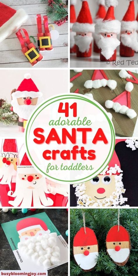 Santa Ornaments For Kids To Make, Santa Crafts For Toddlers, Santa Crafts For Kids, Santa Kids Crafts, Handprint Santa, Santa Hat Crafts, Christmas Countdown Crafts, Toddler Ornaments, Santa Claus Crafts