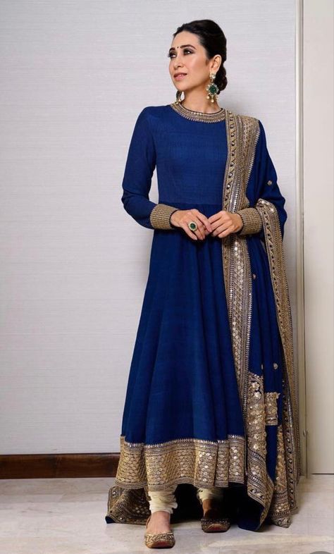 New Trendy Dresses Indian, Royal Blue Anarkali, Indian Long Gowns, Wedding Bridesmaids Dress, Suit Punjabi, Suit Indian, Blue Anarkali, Pakistan Wedding, Raw Silk Lehenga