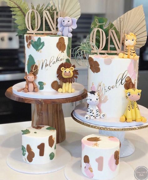 6 fondant safari animal toppers  Perfect for birthday cakes, baby shower etc Safari Cake Simple, Born Two Be Wild Birthday Cake, Wild One Cakes, Safari Cake Birthday, Wild One Cake Ideas, Safari 1st Birthday Cake, Safari Party Cake, Safari Theme Cake, Wild One Birthday Cake