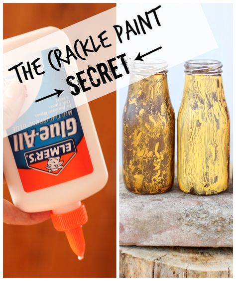 elmers crackle paint Elmer’s Glue Crackle, Crackle Paint With Elmers Glue, Crackled Paint, Prim Crafts, Crackle Paint, Crackle Painting, Elmer's Glue, Thick Coat, Glass Bottle Crafts