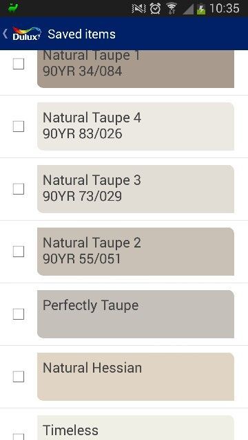 External Paint Colour Schemes, Dulux Taupe Colours, Toupe Colored Paint, Living Room Taupe Walls, Toupe Colored Living Room, Dulux Greige Colours, Taupe Hallway, Dulux Perfectly Taupe, Dulux Paint Colours