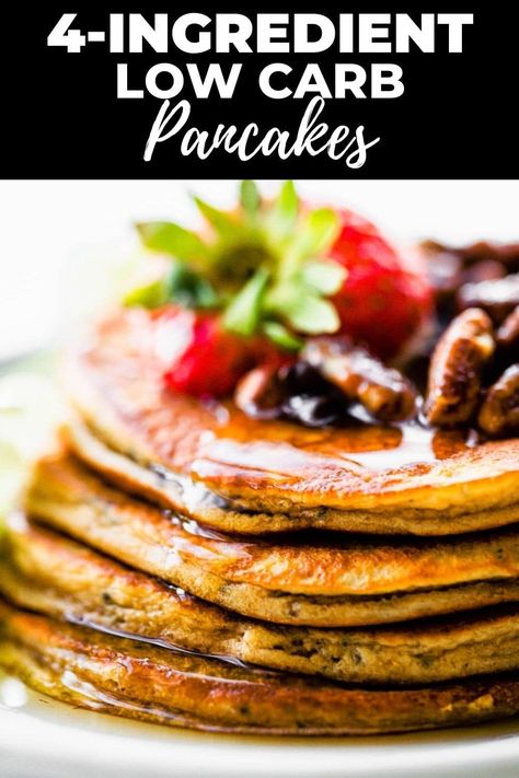 When the hankering for pancakes, you NEED to make these simple 4-Ingredient Low Carb Pancakes. Made with no flour, this pancake recipe is gluten free! Pancake Recipe For Diabetics, Carb Free Pancakes, Easy Paleo Pancakes, Paleo Pancake Recipe, Sugar Free Pancakes, Low Carb Pancake Recipe, Best Keto Pancakes, Banana Protein Pancakes, Pancake And Waffle