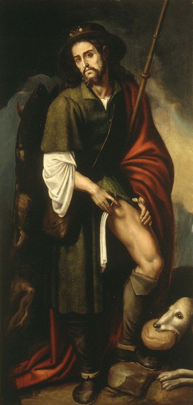 Francisco Ribalta, Saint Roch Prayer For Help, Christian Iconography, Saint Roch, San Rocco, Sign Of The Cross, Religious Images, Dog Help, A4 Poster, John The Baptist