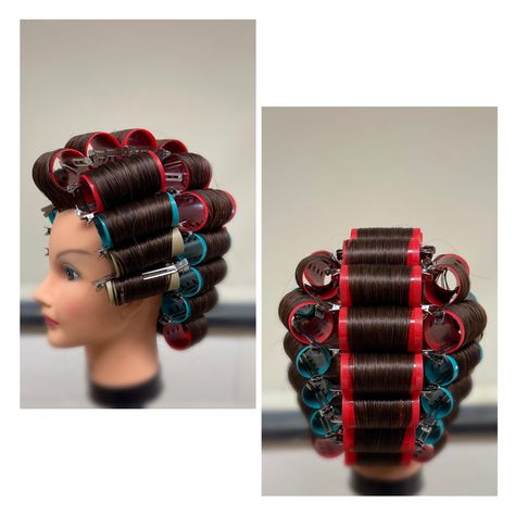 Roller Sets, Wet Set, Perm Rods, Color Hairstyles, Mannequin Head, Roller Set, Mannequin Heads, Hair Rollers, Short Curly Hair