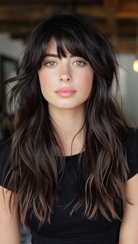 Find your next statement style among these 36 long haircut ideas with bangs. Perfect for any face shape, these cuts range from airy layers to structured, sleek looks that make a lasting impression. Long Hair With Bangs And Layers, Long Haircuts With Bangs, Long Shag Haircut, Layered Haircuts With Bangs, Layered Hair With Bangs, Scrub Corpo, Long Hair With Bangs, Trending Haircuts, Long Layered Hair