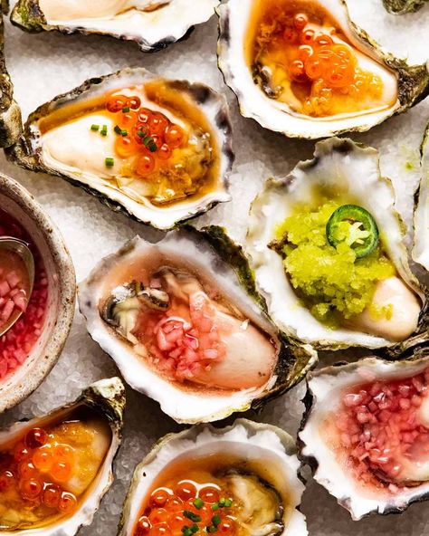 Fresh Oyster Sauce Recipes, Raw Oysters Toppings, Acme Oyster House Chargrilled Oysters, Oyster Vinegar Sauce, Sides To Go With Oysters, Oyster Condiments, Minionette For Oysters, Miso Oysters, Oyster Minionette Sauce Recipes