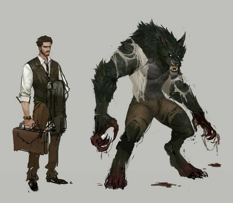 Werewolf Male Art, Werewolf Concept Art, Werewolf Concept, Werewolf Drawing, Werewolf Aesthetic, Werewolf Art, Monster Characters, Monster Concept Art, Dungeons And Dragons Characters