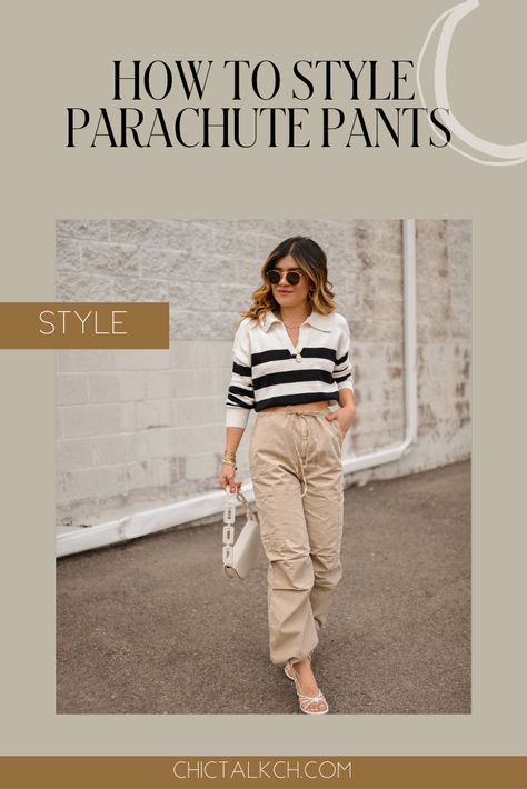 Dress Up Parachute Pants, What To Pair With Parachute Pants, How To Wear Parachute Pants Outfit, Chic Parachute Pants, What To Wear With Parachute Pants, How To Style Parachute Pants, Minimal Classic Outfit, Parachute Pants Outfit, Cargo Pants Outfits